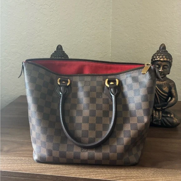 Authentic, Louis Vuitton Brown Checkered Tote with Gold Accents - Picture 2 of 16